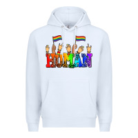 White human with hands and pride flags Premium Hoodie - AdoDesignShop