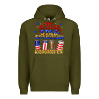 Army Green getting star spangled hammered Premium Hoodie - NancyCooperArtShop
