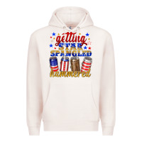 Pale Pink getting star spangled hammered Premium Hoodie - NancyCooperArtShop