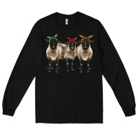 Black 3 sheeps suffolk ewe with bandana Long Sleeve Tee - BarkalooDesign