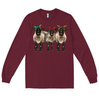 Burgundy 3 sheeps suffolk ewe with bandana Long Sleeve Tee - BarkalooDesign