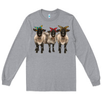 Heather Grey 3 sheeps suffolk ewe with bandana Long Sleeve Tee - BarkalooDesign