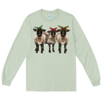 Matcha 3 sheeps suffolk ewe with bandana Long Sleeve Tee - BarkalooDesign