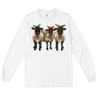 White 3 sheeps suffolk ewe with bandana Long Sleeve Tee - BarkalooDesign