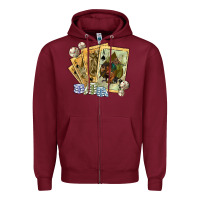 Burgundy western rodeo playing cards tbw Zipper Hoodie - texasbilliewilder