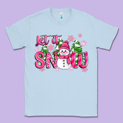 Pink Christmas Let It Snow Classic Tee Designed By Zillion Design Studio