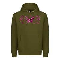 Army Green floral breast cancer butterfly Premium Hoodie - Jasminsmagicworld