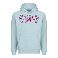 Blue Mist floral breast cancer butterfly Premium Hoodie - Jasminsmagicworld