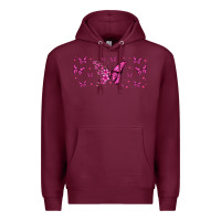 Burgundy floral breast cancer butterfly Premium Hoodie - Jasminsmagicworld