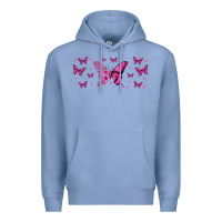 Colony Blue floral breast cancer butterfly Premium Hoodie - Jasminsmagicworld