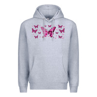 Heather Grey floral breast cancer butterfly Premium Hoodie - Jasminsmagicworld