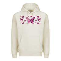 Oatmeal Heather floral breast cancer butterfly Premium Hoodie - Jasminsmagicworld