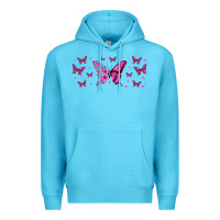 Ocean Blue floral breast cancer butterfly Premium Hoodie - Jasminsmagicworld