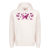 Pale Pink floral breast cancer butterfly Premium Hoodie - Jasminsmagicworld
