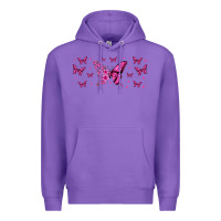 Purple floral breast cancer butterfly Premium Hoodie - Jasminsmagicworld