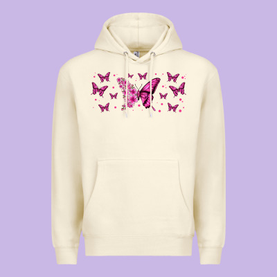 Floral Breast Cancer Butterfly Premium Hoodie Designed By Jasminsmagicworld