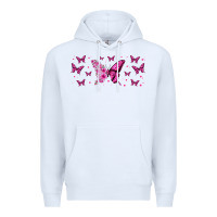 White floral breast cancer butterfly Premium Hoodie - Jasminsmagicworld