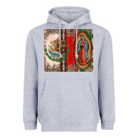 Heather Grey Virgin Mary Mexican Flag Heavyweight Hoodie - CTS Tumbler Store