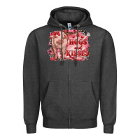 Charcoal Heather Valentines Day Pig Hogs And Kisses Zipper Hoodie - RanaPortraitStore
