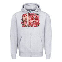 Heather Grey Valentines Day Pig Hogs And Kisses Zipper Hoodie - RanaPortraitStore