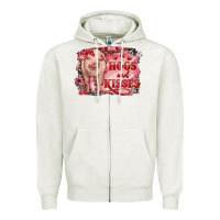 Oatmeal Heather Valentines Day Pig Hogs And Kisses Zipper Hoodie - RanaPortraitStore