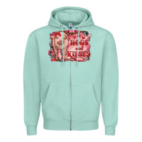 Seafoam Valentines Day Pig Hogs And Kisses Zipper Hoodie - RanaPortraitStore
