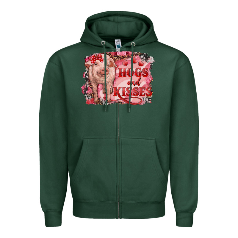 Valentines Day Pig Hogs And Kisses Zipper Hoodie by RanaPortraitStore | Teevron