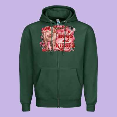 Zipper Hoodie Valentines Day Pig Hogs And Kisses