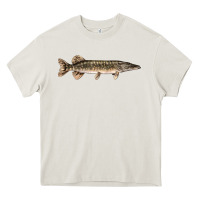 Cream Northern Pike Fish Illustrations Heavy Core Tee - LillyAllenDesigns