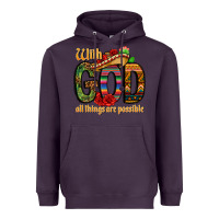 Plum with god all things are possible Heavyweight Hoodie - CTS Tumbler Store