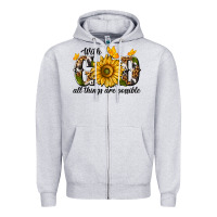 Heather Grey with god all things are possible Zipper Hoodie - texasbilliewilder