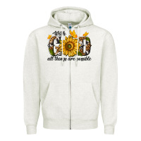 Oatmeal Heather with god all things are possible Zipper Hoodie - texasbilliewilder