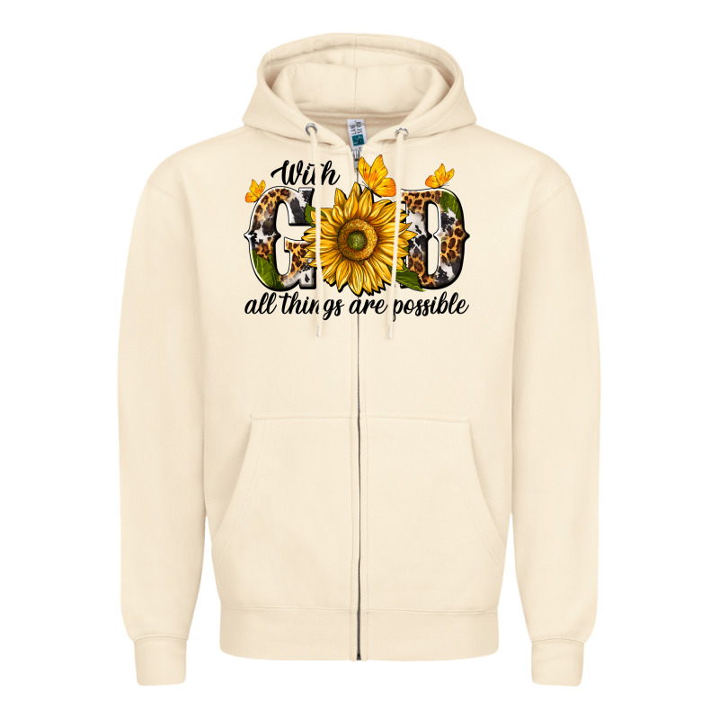 With God All Things Are Possible Zipper Hoodie by texasbilliewilder | Teevron