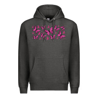 Charcoal Heather breast cancer butterflies Premium Hoodie - Jasminsmagicworld