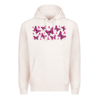 Pale Pink breast cancer butterflies Premium Hoodie - Jasminsmagicworld