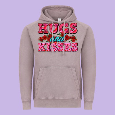 Hugs And Kisses Valentines Vintage Hoodie Designed By Adodesignshop