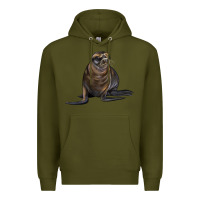 Army Green Sea Lion Illustrations Premium Hoodie - LillyAllenDesigns
