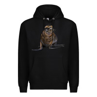 Black Sea Lion Illustrations Premium Hoodie - LillyAllenDesigns