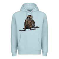 Blue Mist Sea Lion Illustrations Premium Hoodie - LillyAllenDesigns