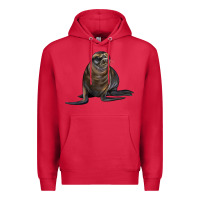 Cardinal Sea Lion Illustrations Premium Hoodie - LillyAllenDesigns
