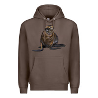 Coffee Sea Lion Illustrations Premium Hoodie - LillyAllenDesigns