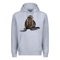 Heather Grey Sea Lion Illustrations Premium Hoodie - LillyAllenDesigns
