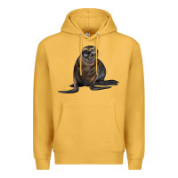 Mustard Sea Lion Illustrations Premium Hoodie - LillyAllenDesigns