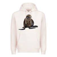 Pale Pink Sea Lion Illustrations Premium Hoodie - LillyAllenDesigns
