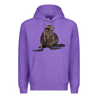 Purple Sea Lion Illustrations Premium Hoodie - LillyAllenDesigns