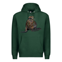 Sports Green Sea Lion Illustrations Premium Hoodie - LillyAllenDesigns