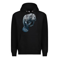 Black Manatee Illustrations Premium Hoodie - LillyAllenDesigns