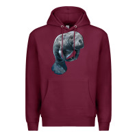 Burgundy Manatee Illustrations Premium Hoodie - LillyAllenDesigns