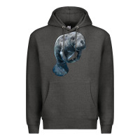 Charcoal Heather Manatee Illustrations Premium Hoodie - LillyAllenDesigns