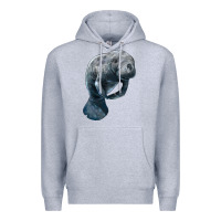 Heather Grey Manatee Illustrations Premium Hoodie - LillyAllenDesigns